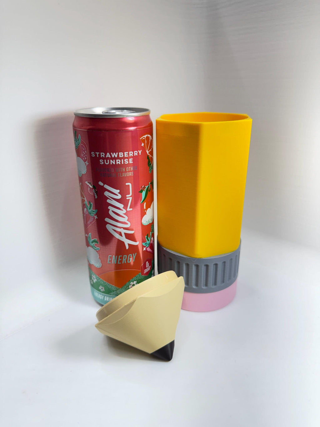 3d Printed Teacher Appreciation Pencil Can Holder Cooler Koozie, Handle, 3d Printed 12oz Can Holder