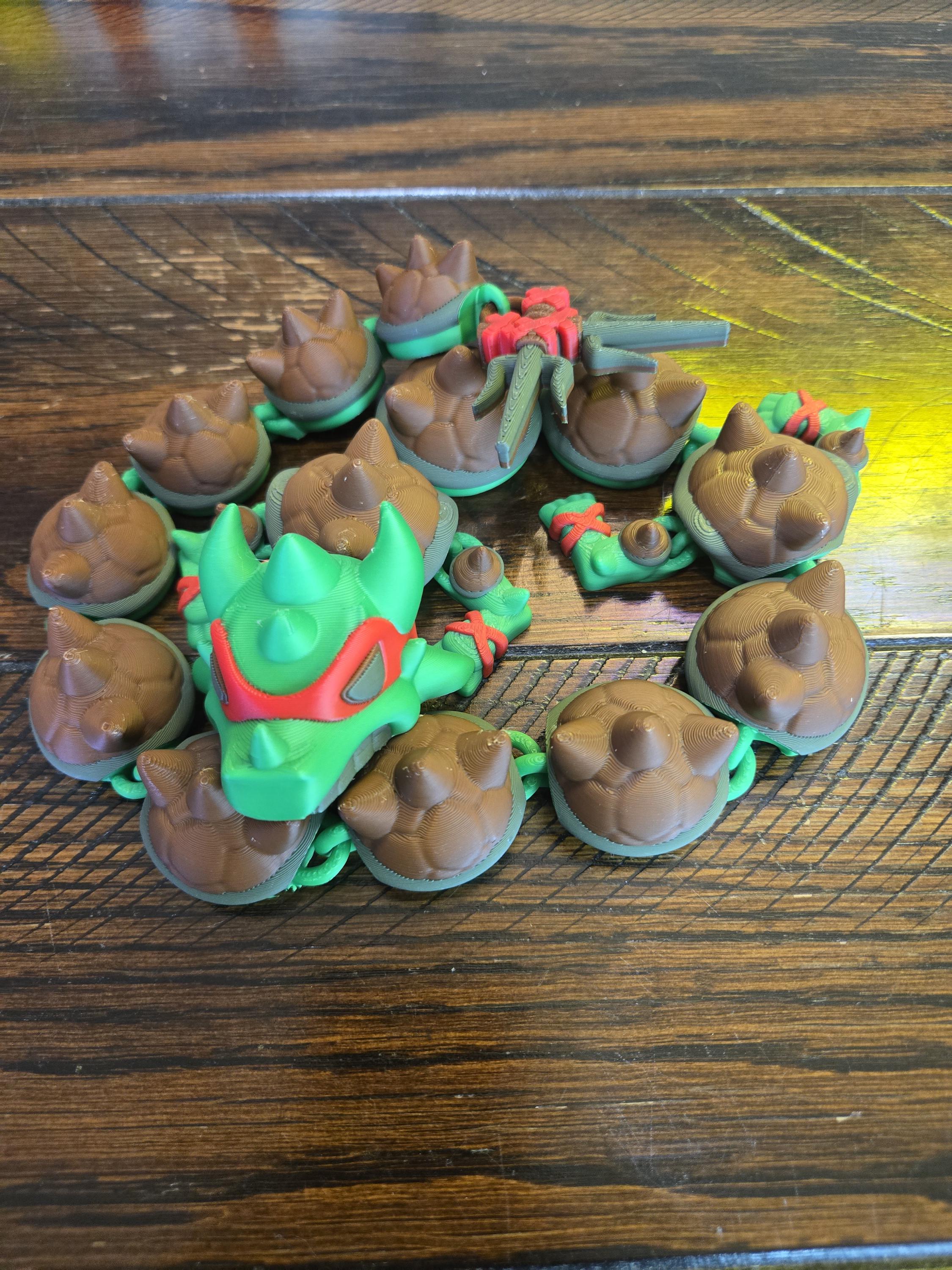 Martial Arts Turtle Dragon | 22" Articulated Masked Warrior Fidget | 3D Printed Collectible