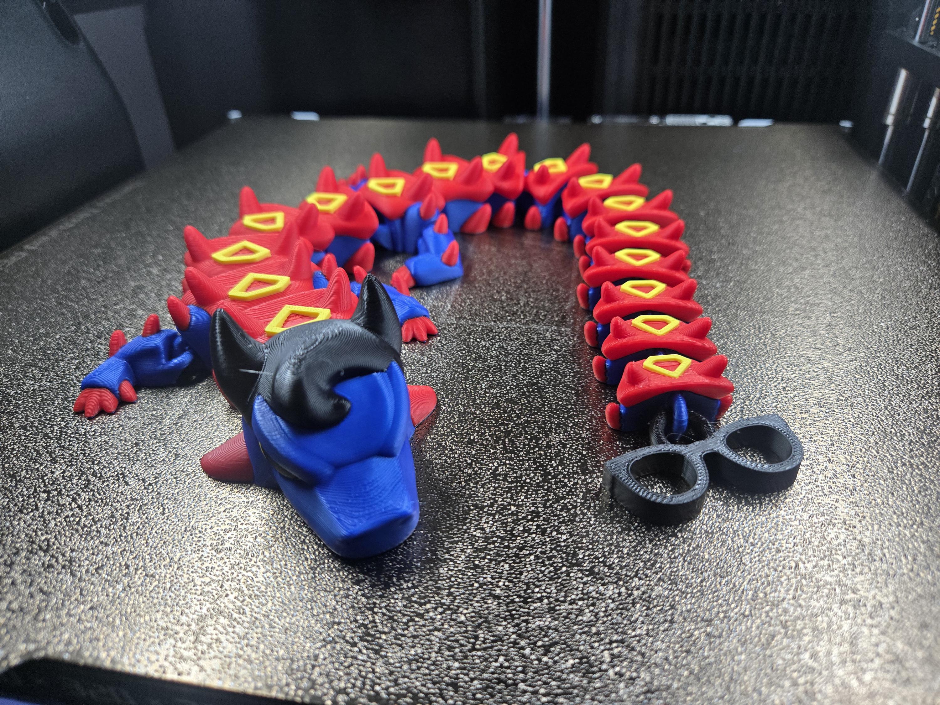 Superhero Dragon | 3D Printed Articulated Figure | Flexible Fidget Toy | 16" Comic Style Desk Decor