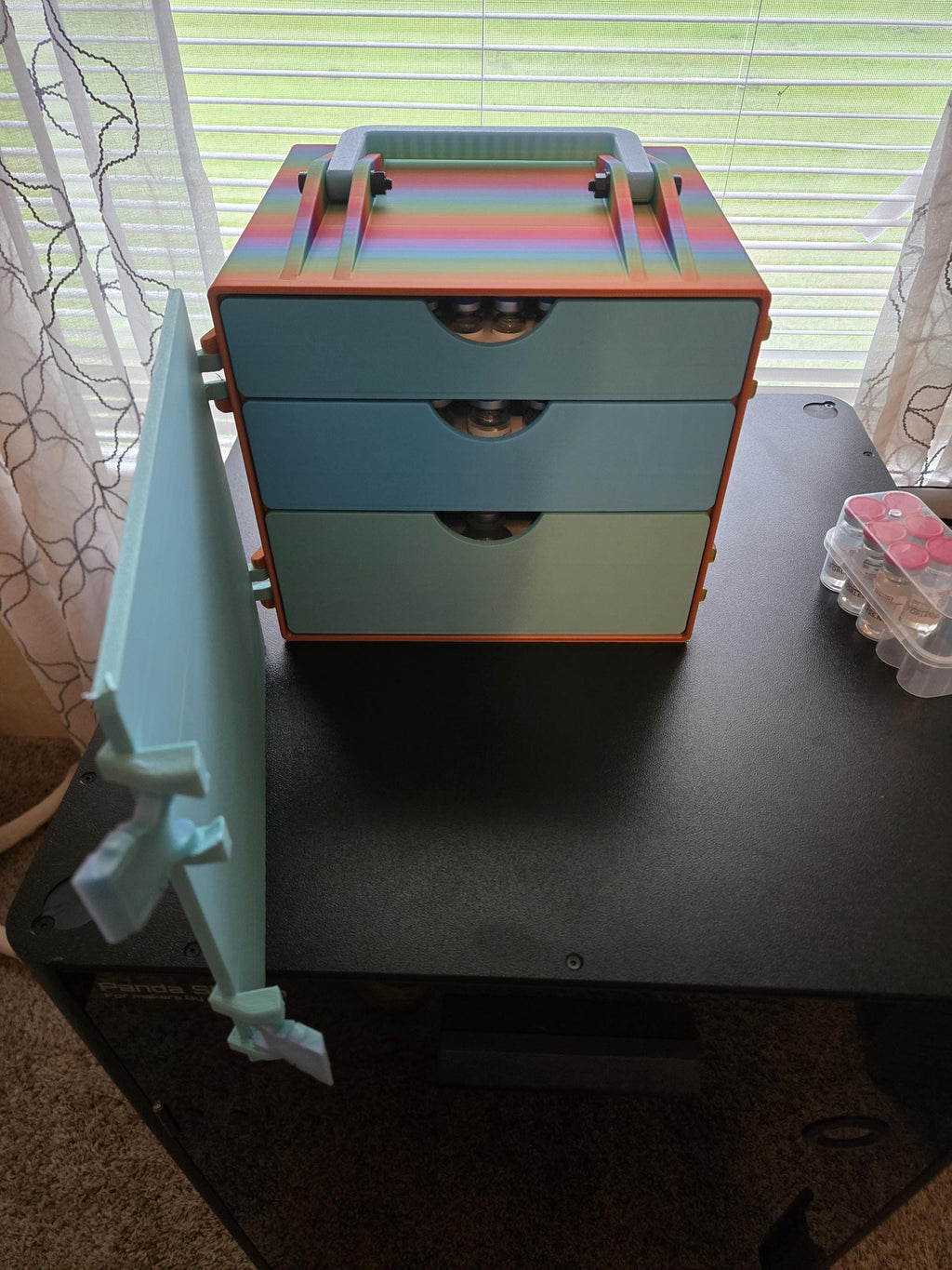Peptide Storage Box with 3 Drawers and Lockable Door | 100 3ml, 49 5/10ml & 25 BAC Water | Removable Inserts | Vial Organizer with Handle